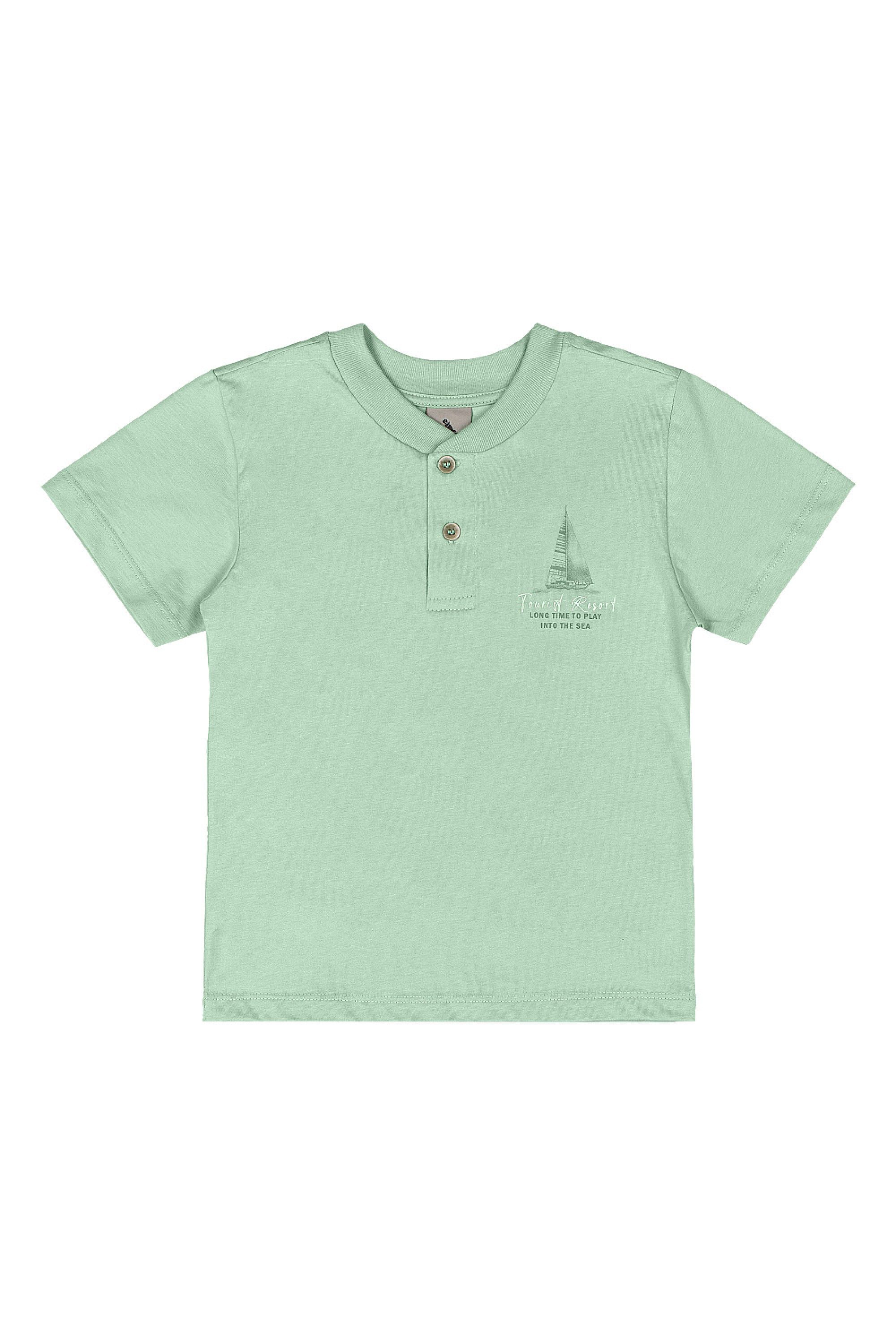 Conjunto Infantil Masculino Camiseta Estampada e Bermuda (Verde Claro) Quimby - Imagem 9